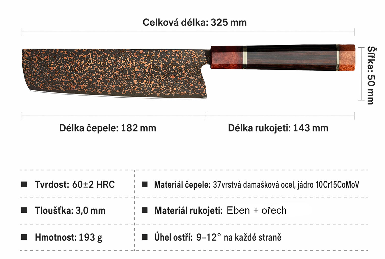 Damaškový kompozit Cu Copper Nakiri  13